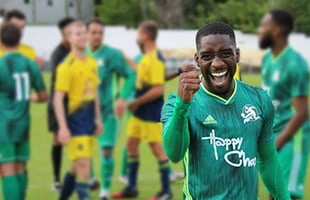 Celebrations after a weekend 11‑a‑side football match in London