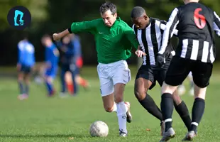 Veteran footballers aged 35+ competing in a Saturday league match in London